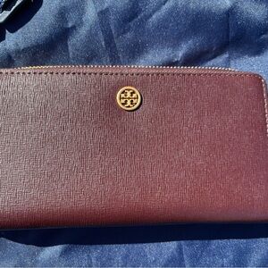 Tory Burch Brown Wallet or clutch with Gold Logo